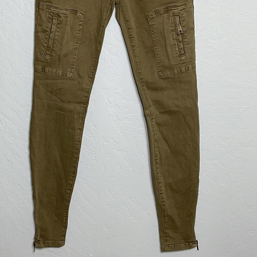 Current/Elliott Flat Pocket Cargo Pants 26 Vintage Army Green Skinny Zip Ankle - Picture 4 of 14